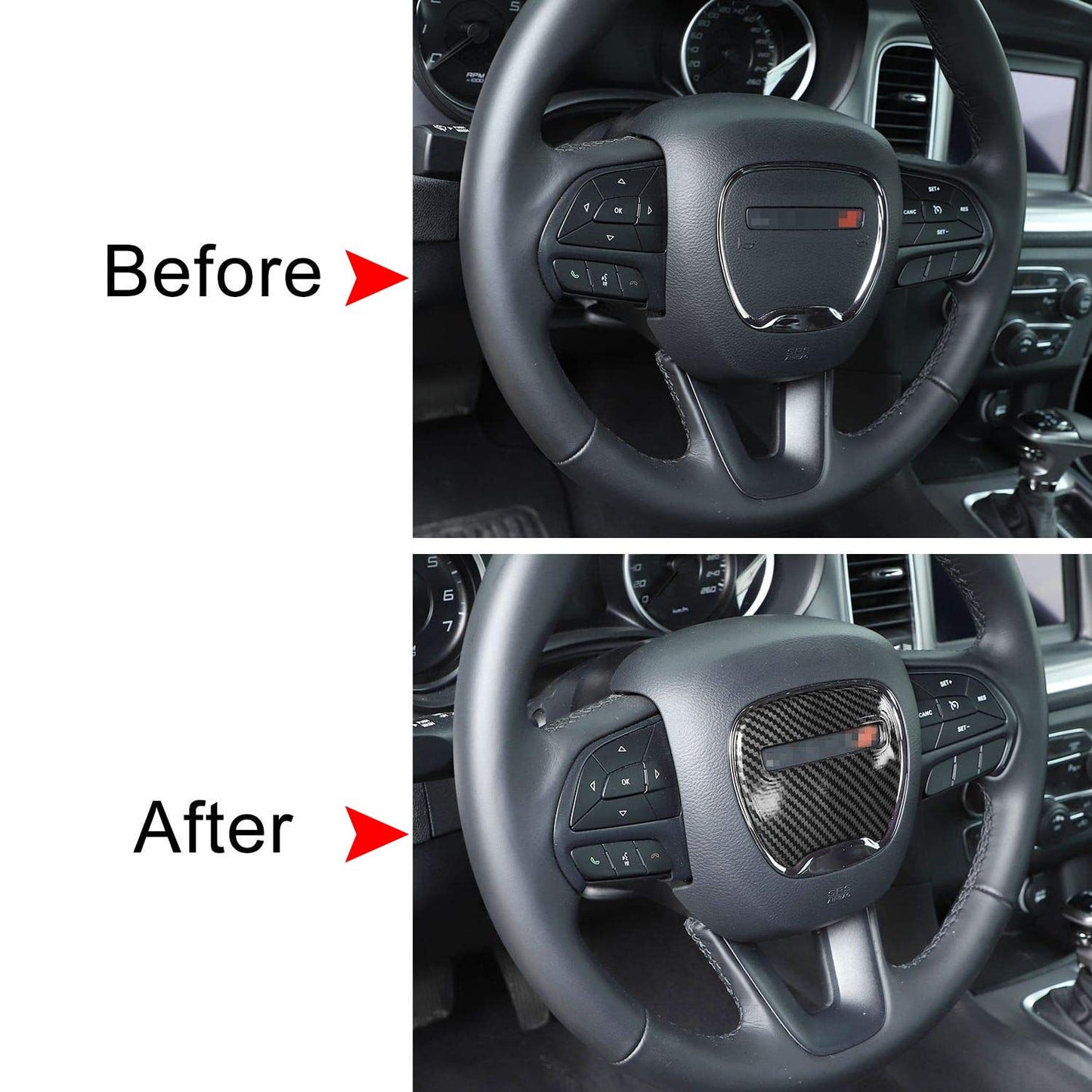 Star Cars Steering Wheel Trim for 2015-2023 Dodge Challenger Charger Carbon Fiber